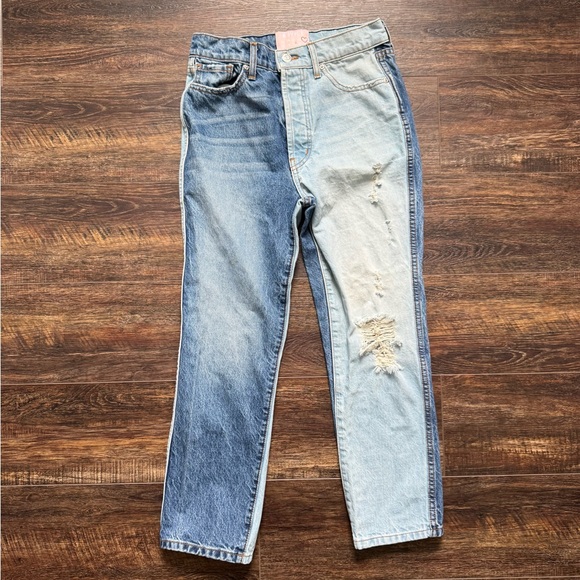 Revice Distressed Colorblock 2 Tone Denim Jeans sz 27 - Picture 5 of 11